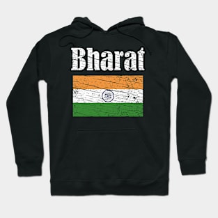 Bharat Indian Flag Vintage Graphic - India Lovers Tourists Souvenir Cool National Gift Hoodie